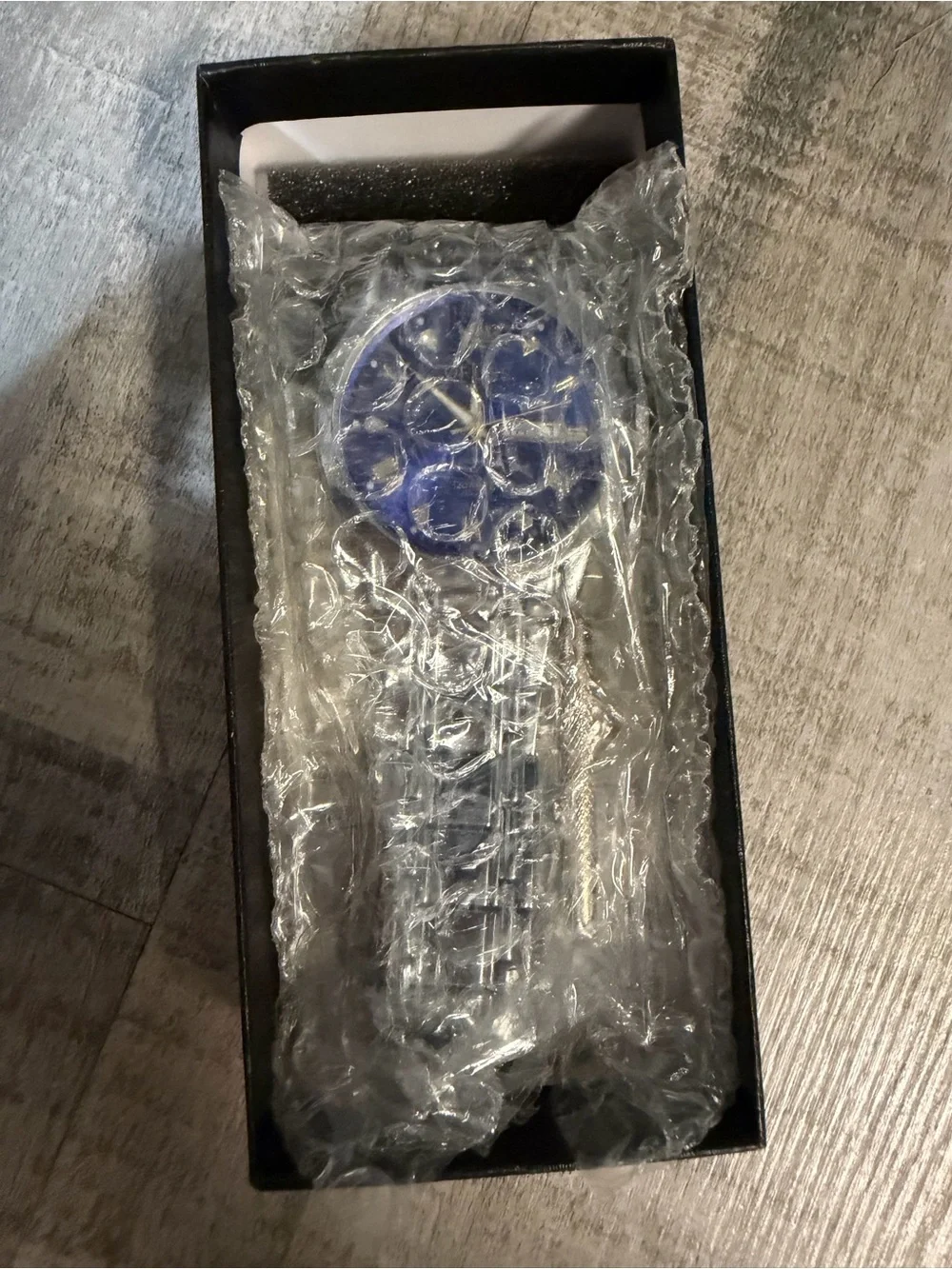 ORUSS 1853 Men’s Quartz Watch Blue Dial Day Date Silver Tone Bracelet Box